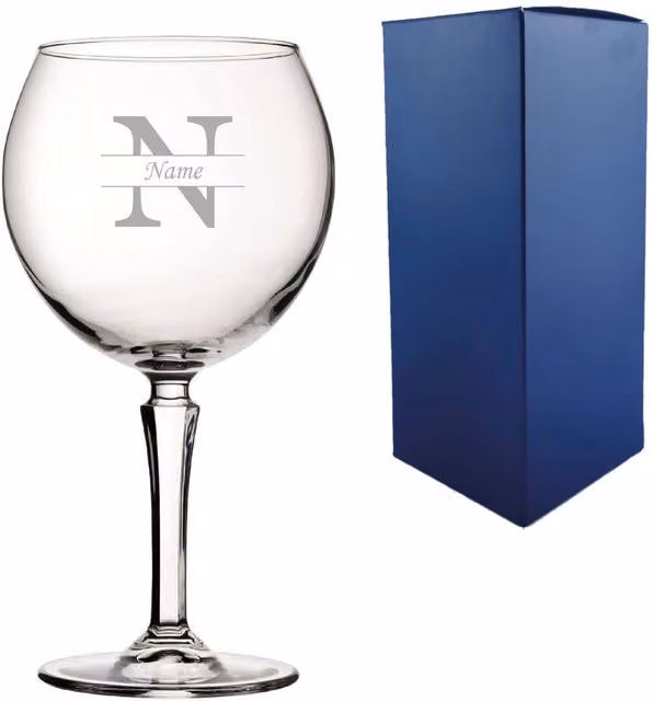 Uniqueful Personalised Hudson Gin Cocktail Glass with Initial and Name, 650ml, Clear – 1