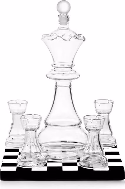 Bar Originale Chess Decanter and Glass Set with Board, Clear – 1