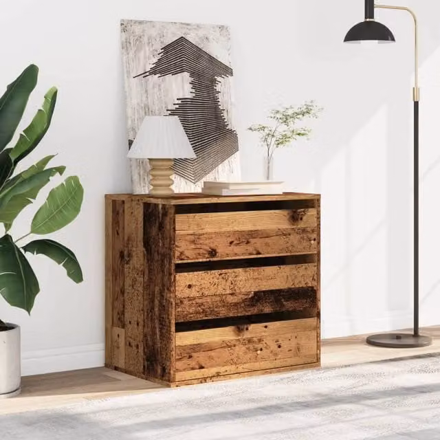 Berkfield Home Classic Corner Chest of Drawers in Old Wood Brown, W/D/H: 60 x 41 x 58 cm – 1
