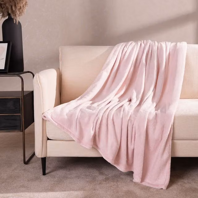 OHS Ultra Soft Flannel Fleece Throw Blanket in Pink, W/D/H: 120 x 150 cm – 1