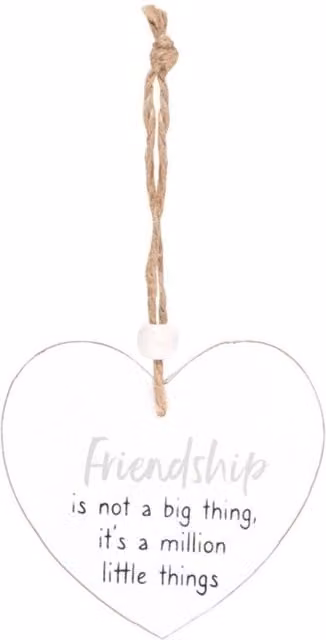 KDMK Friendship Is Million Little Things Hanging Wooden Heart Decoration, White