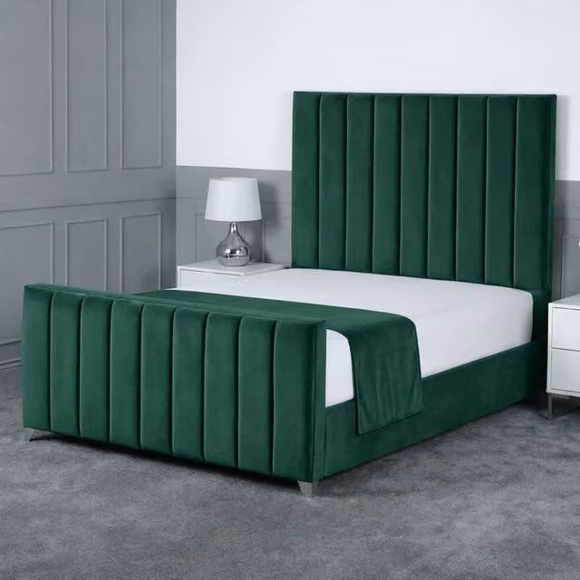 Living Comfort Bedz Empress Single Upholstered Velvet Gas Lift Storage Bed in Green, W/D/H: 90 x 200 cm