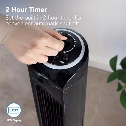 Igenix DF0030BL Oscillating Tower Fan with Timer and Overheat Protection, Black – 6