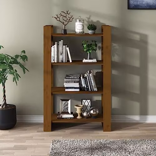 vidaXL Rustic Solid Wood Book Cabinet and Room Divider in Brown, W/D/H: 80 x 35 x 125 cm – 4