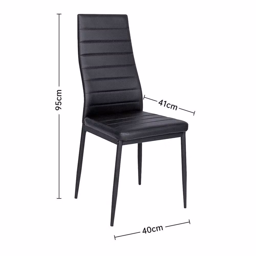 FLAVORA Set of 6 Modern Dining Chairs in Black Faux Leather – 2