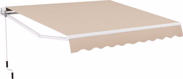 Costway Beige Wall-Mounted Retractable Patio Awning with Folding Arms and Crank Mechanism