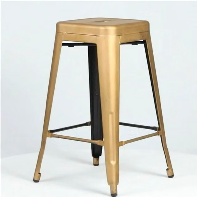 FORGEVIO Large Tolix Inspired Metal Bar Stool in Copper, Height: 75.5 cm – 1