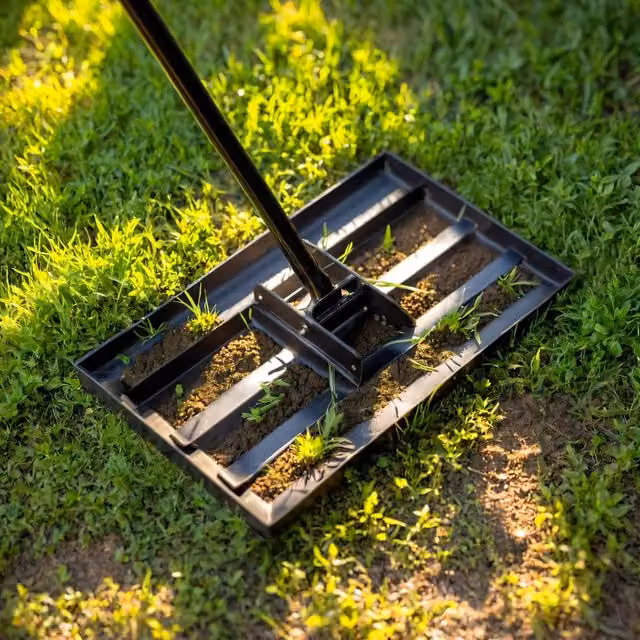 Pelle & Sol Stainless Steel Lawn Levelling Rake in Black and Silver, W: 43 cm, D: 25 cm – 1