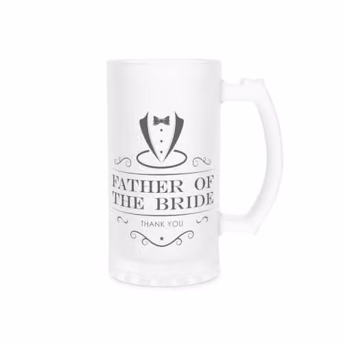 Purely Home Father of the Bride Frosted Beer Glass Stein in Black