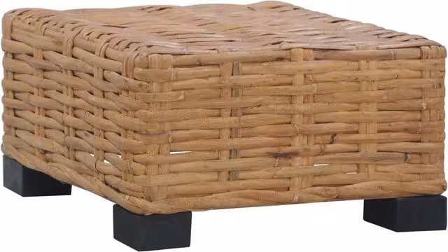Berkfield Home Natural Rattan Coffee Table in Brown, W/D/H: 47 x 47 x 28 cm