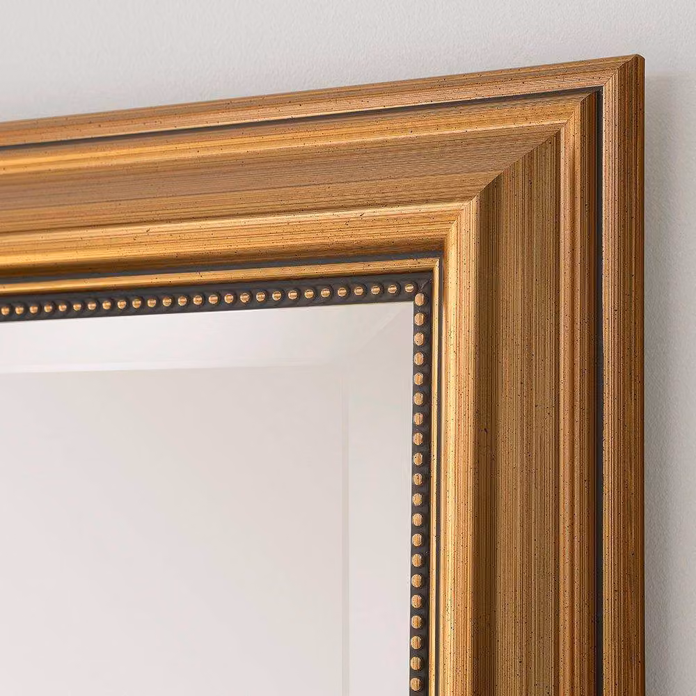 Yearn Mirrors Classic Gold Beaded Rectangular Hanging Mirror W: 103 cm, H: 75 cm – 2