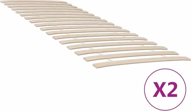 Berkfield Home Set of 2 Brown Slatted Bed Bases with 34 Wood Slats, W: 80 cm, L: 200 cm