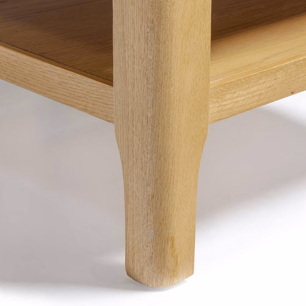 FurnitureboxUK Belle 2 Drawer Rectangular Solid Oak Wood Coffee Table in Light Brown – 4