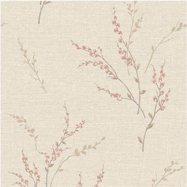 Belgravia Carmella Pink Floral Botanical Textured Vinyl Wallpaper
