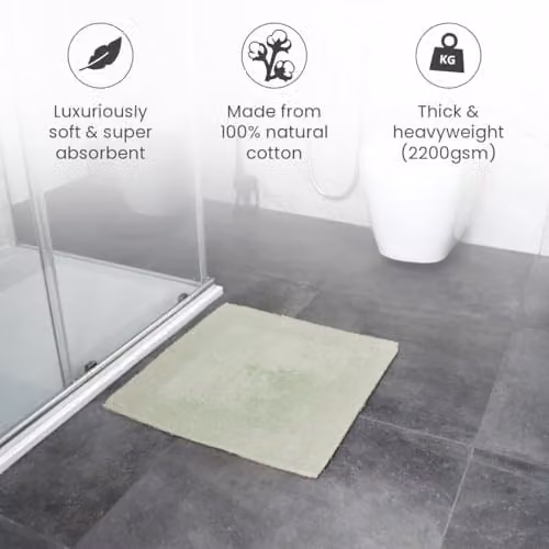 Allure Bath Fashions Reversible Heavyweight Cotton Square Shower Mat, Green, W/D/H: 55 x 55 x 55 cm – 3