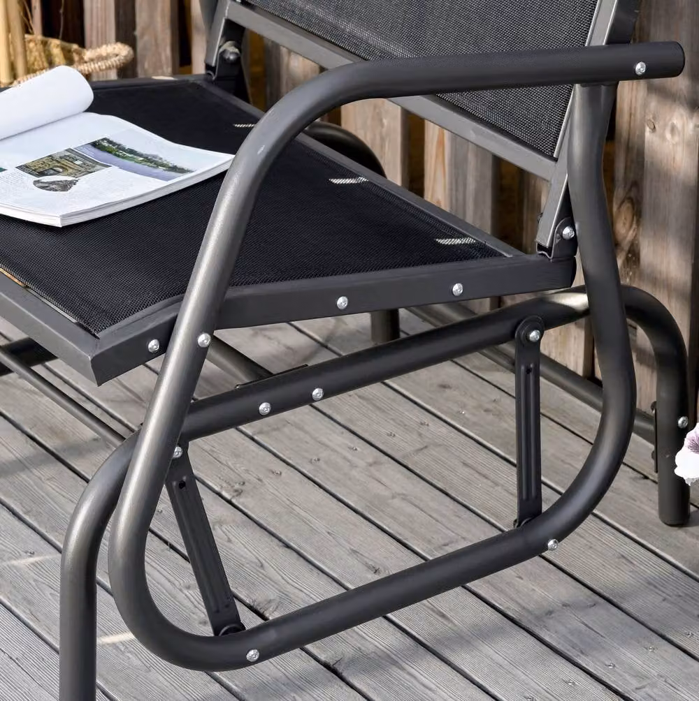 STILVORA Garden Glider Chair with Matt Black Metal Frame – 6