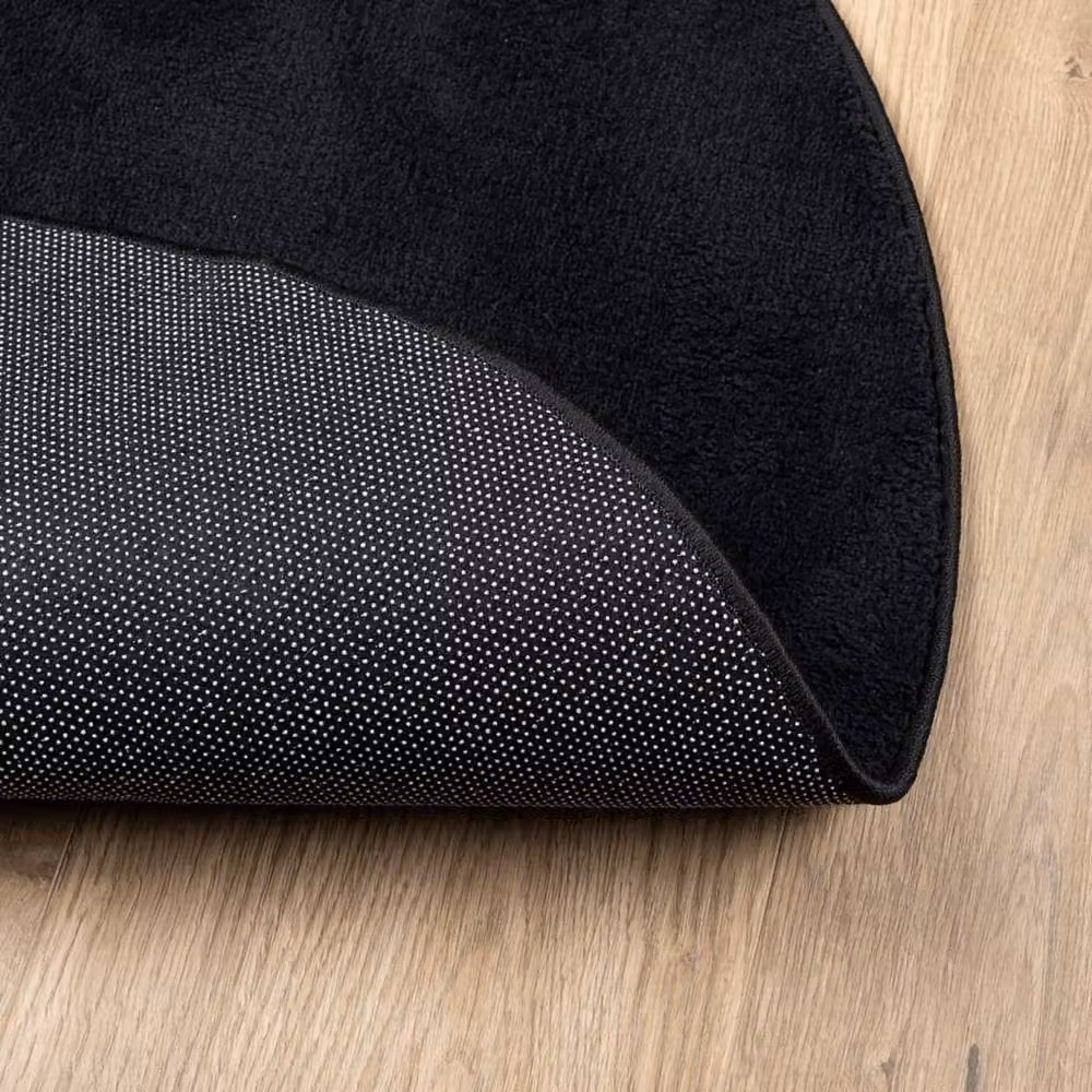 Berkfield Home OVIEDO Round Short Pile Rug in Black, Diameter: 200 cm – 3