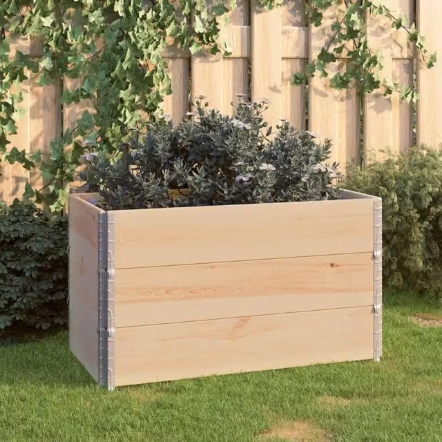 Berkfield Home Set of 3 Solid Pine Wood Raised Beds in Brown, W: 100 cm, D: 50 cm, H: 50 cm – 1