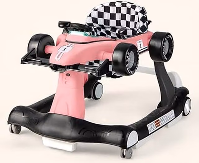 Costway 4-in-1 Foldable Baby Activity Push Along Walker in Pink