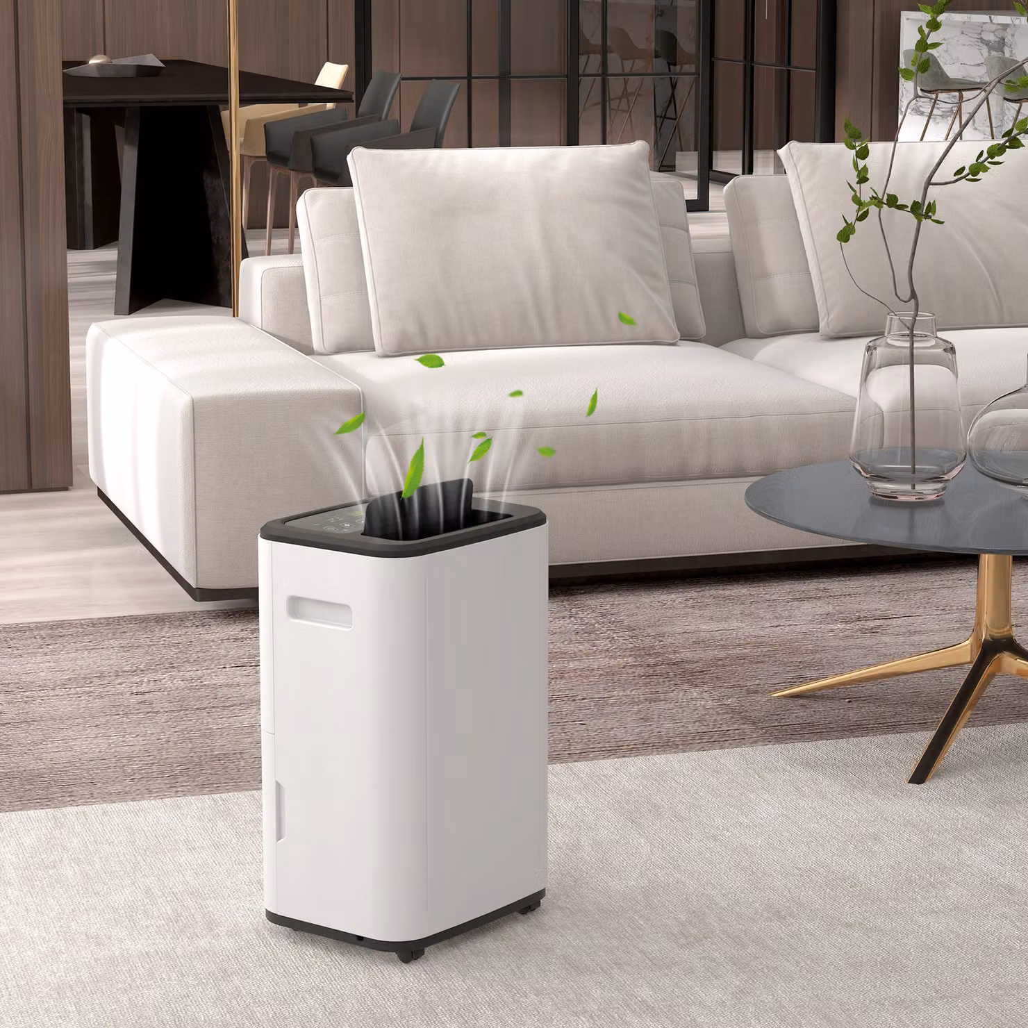 HOMCOM White Compact Quiet Dehumidifier with 20L Daily Capacity, 24H Timer and 3 Dehumidifying Modes – 2