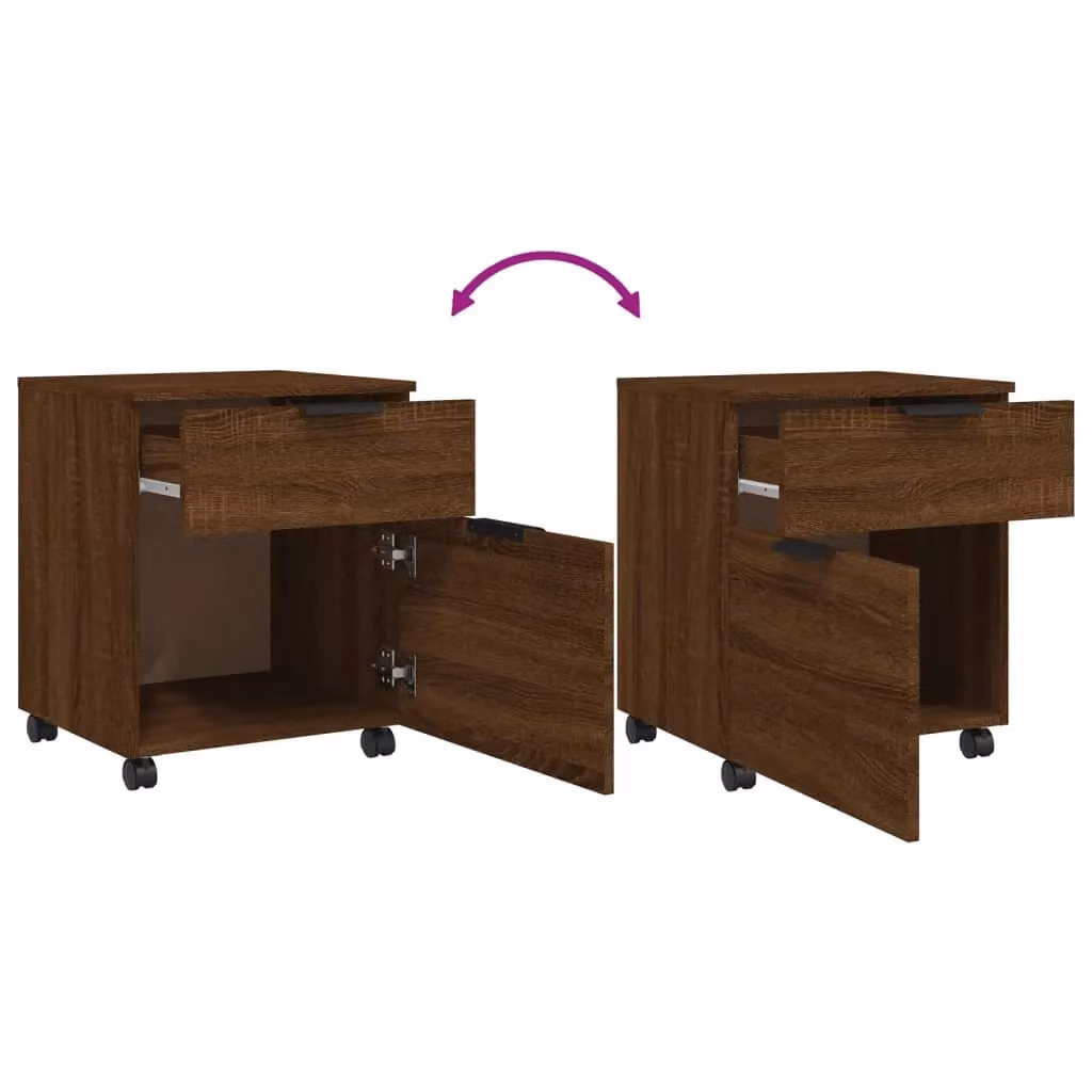 Berkfield Home Mobile File Cabinet in Brown Oak with Castors, W/D/H: 45 x 38 x 54 cm – 4