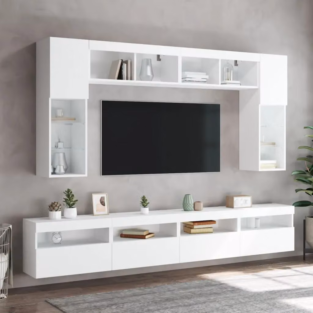 Berkfield Home Modern White Wall Mounted TV Cabinet with Integrated LED Lighting, W/D/H: 60 x 40 x 40 cm – 5