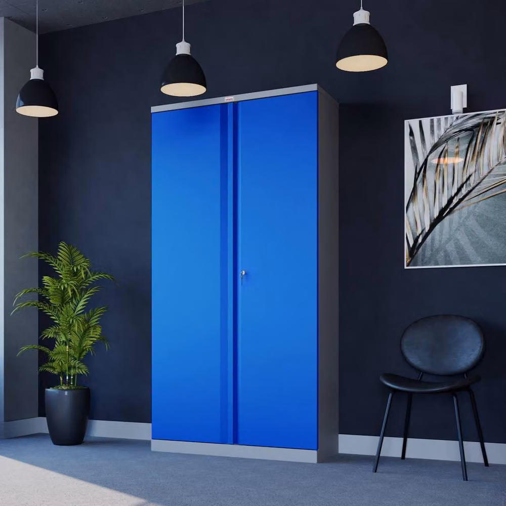 Phoenix Safe Company Steel Storage Cupboard in Grey and Blue with Key Lock and Adjustable Shelves, W/D/H: 80.0 x 30.0 x 80.0 cm – 3