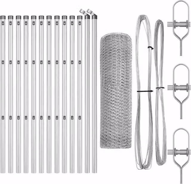 Berkfield Home Hexagon Fence in Silver Galvanised Steel, W: 0.8 m, L: 25 m – 1