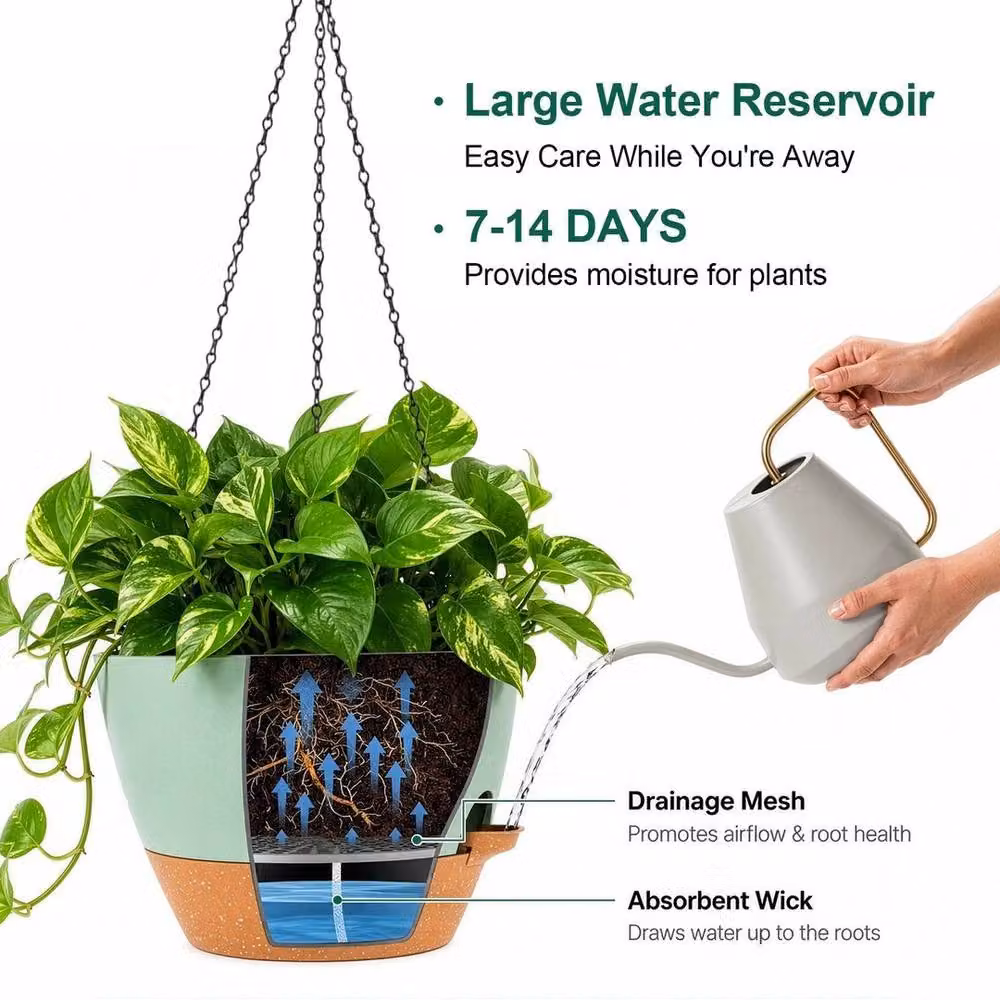 Kelvenix Green 2-Pack Self Watering Hanging Planters – 3
