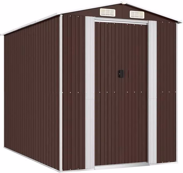 Berkfield Home Garden Shed in Dark Brown Galvanised Steel, W/D/H: 192 x 274 x 223 cm – 1