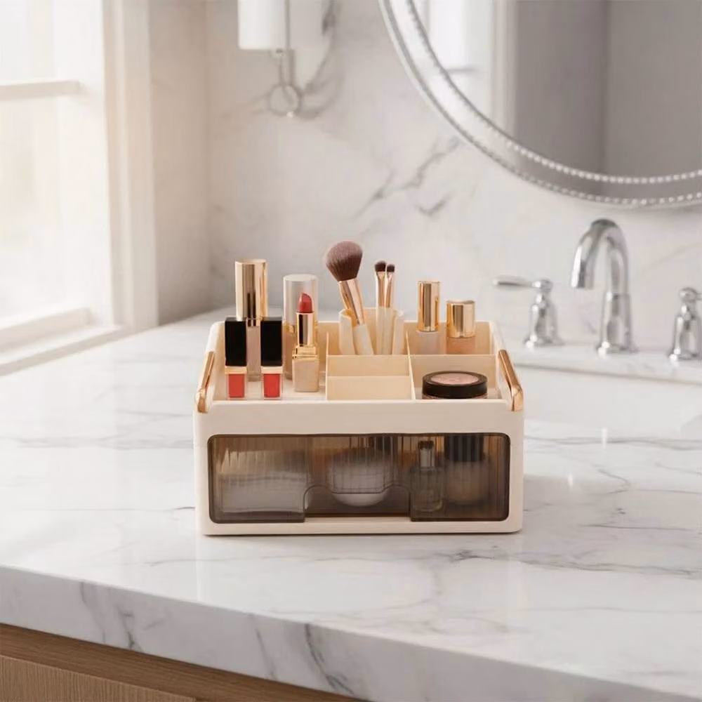 Kelvenix 1 Tier Makeup Organizer Cosmetic Storage Box in Beige – 2