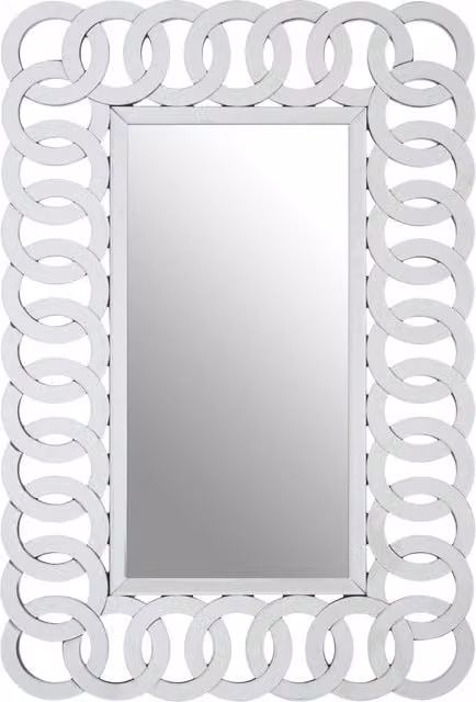 Orsina Gianna Rectangular Geometric Wall Mirror in Silver