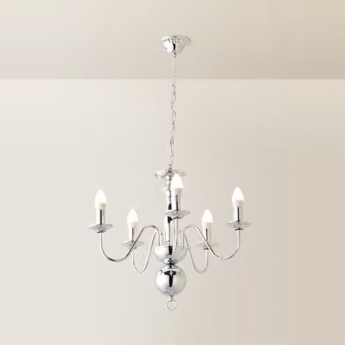 ValueLights Gothica 5 Way Classic Chrome Ceiling Light Chandelier
