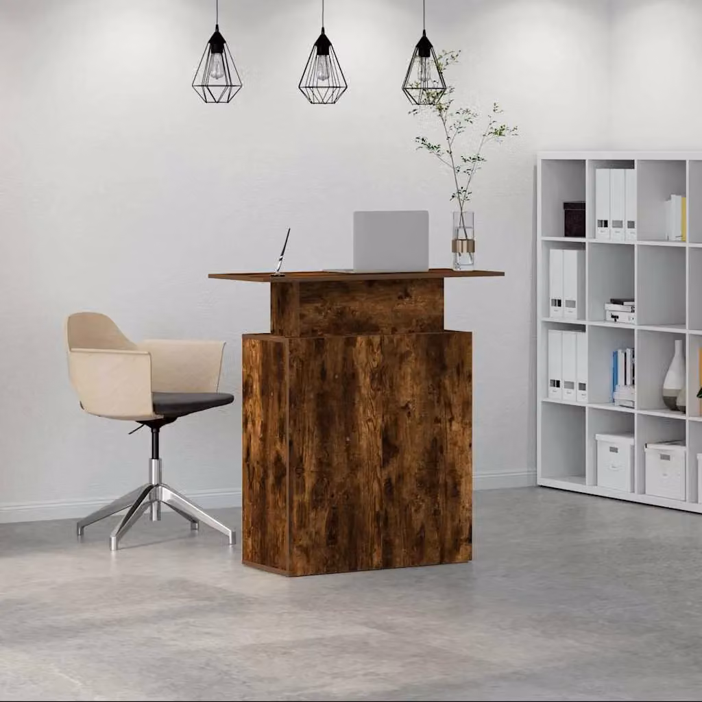 Berkfield Home Smoked Oak Reception Desk in Brown, W/D/H: 100 x 40 x 104 cm – 3