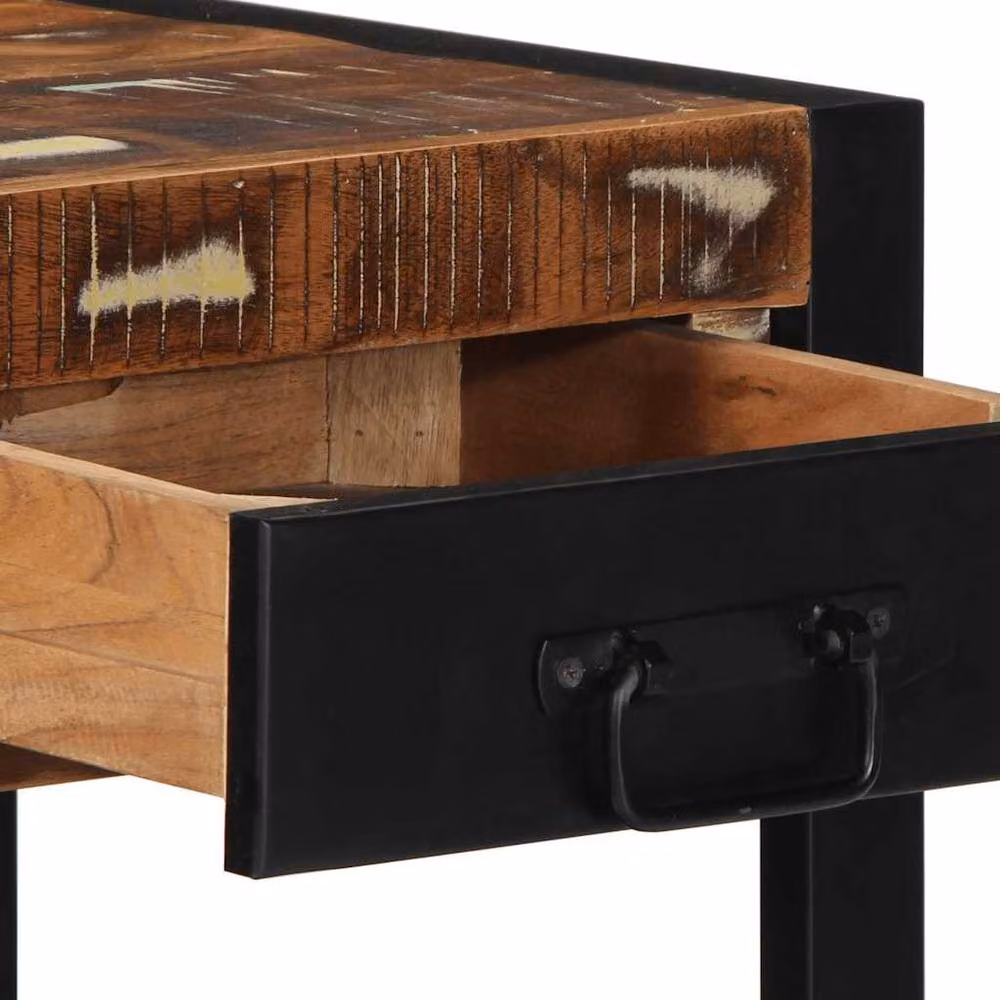 Berkfield Home Multicolour Reclaimed Solid Wood Side Table, W/D/H: 40 x 40 x 50 cm – 5