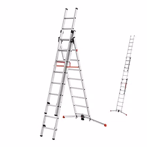 Hailo Profilot 2018 Aluminium Multi-Purpose Combination Ladder, Silver