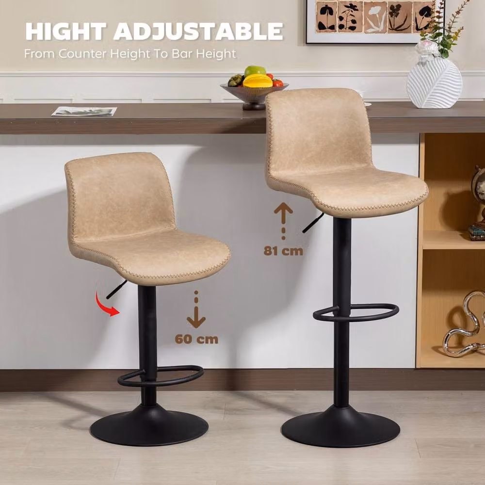 Wyld Haus Salile Set of 2 Light Brown Faux Leather Adjustable Bar Stools – 6