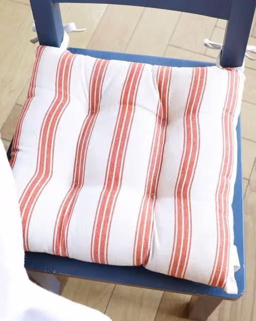 Dibor Set of 2 Red Striped Square Indoor Dining Chair Seat Pads, W/D/H: 40 x 40 x 40 cm – 1