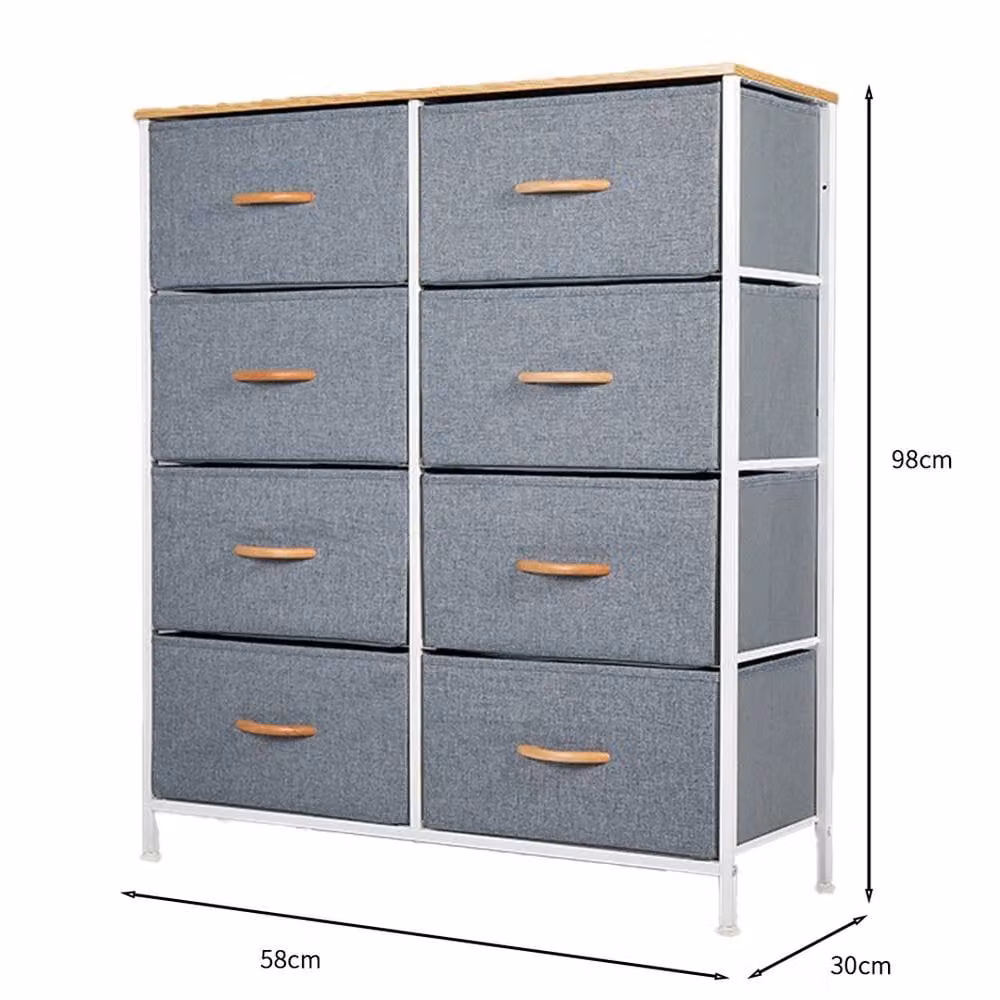 ERGOVEXA Fabric Storage Dresser and Chest of Drawers in Light Grey – 2