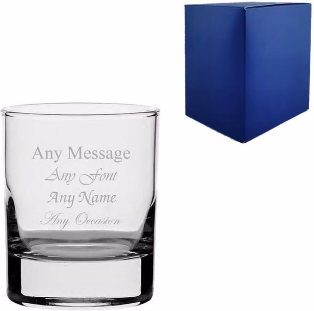 Uniqueful Personalised Side Whisky Glass, 229 ml, Clear