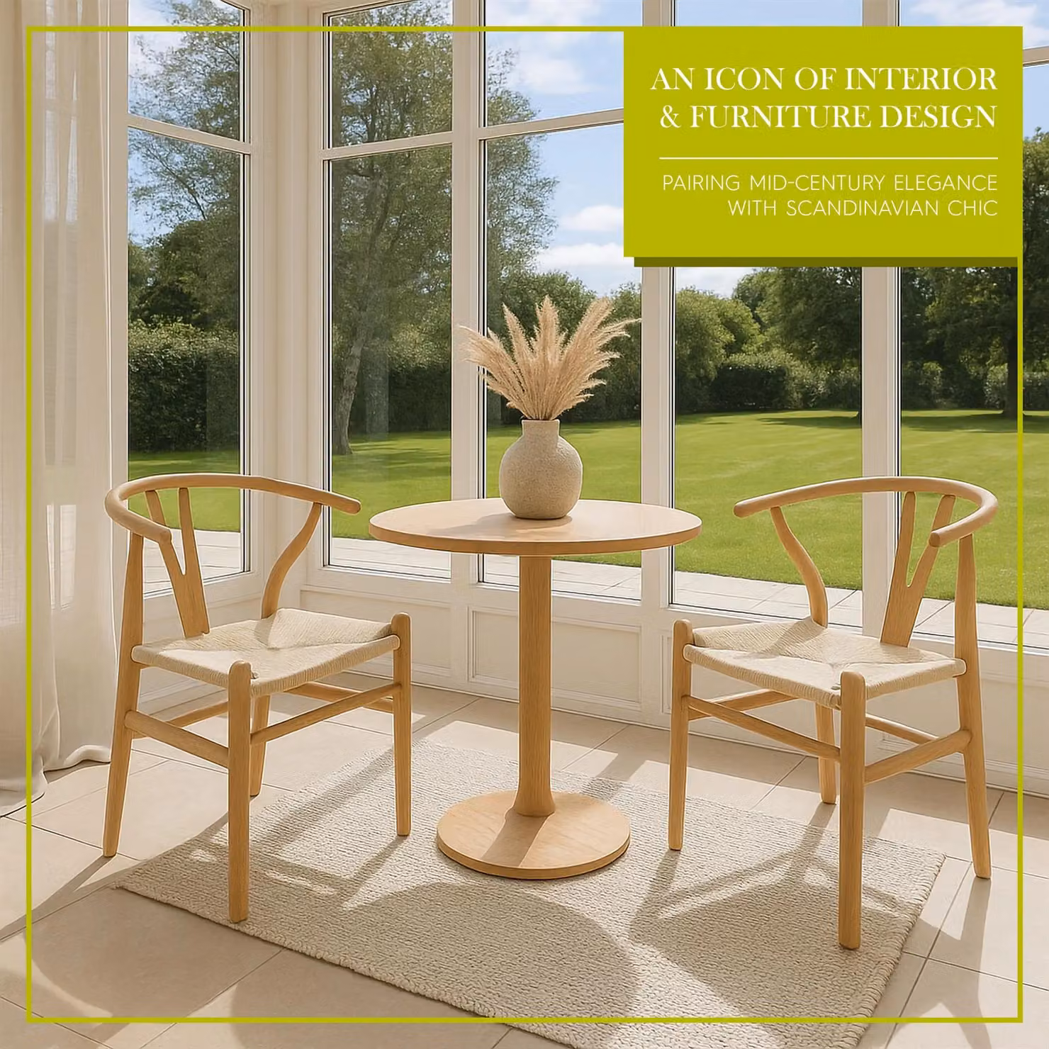 Nicholas Winter Set of 6 Scandinavian Style Beech Wood Dining Chairs with Woven Rope Detail in Natural Brown – 2