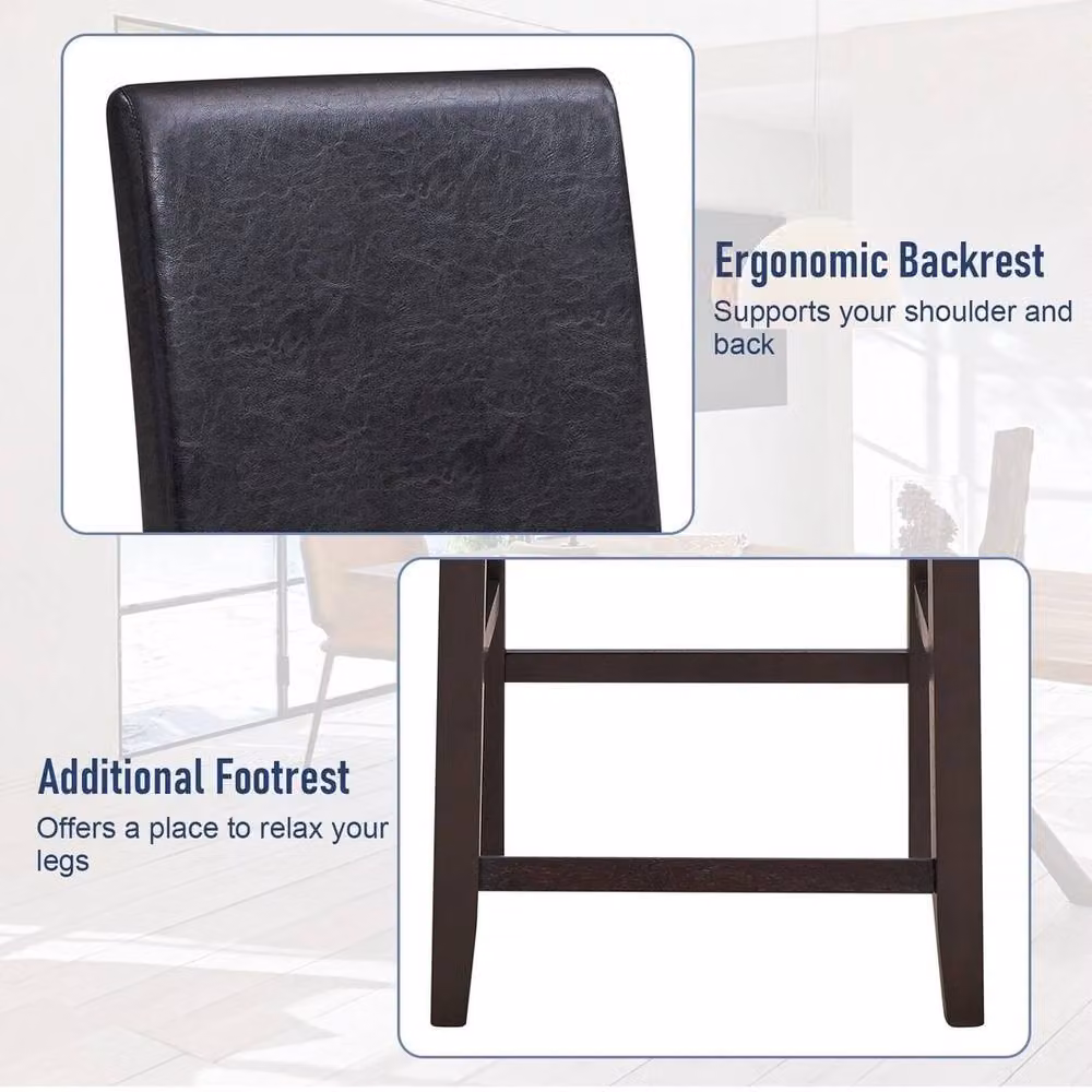 Havendro Set of 2 Black PU Leather Bar Stools for Kitchen and Dining Rooms – 3