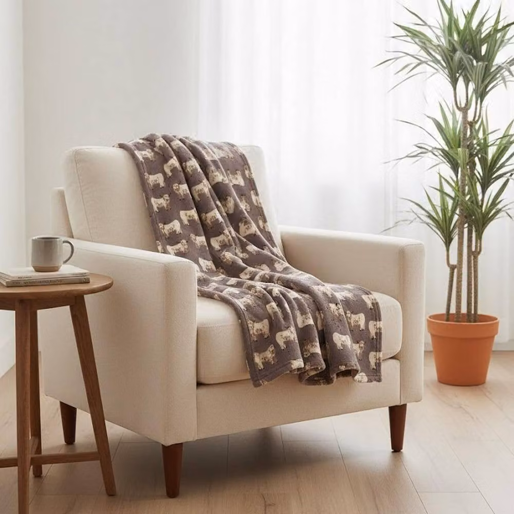 HomeSpace Direct Highland Cow Fluffy Fleece Throw Blanket in Brown, W/D/H: 120 x 150 cm – 1