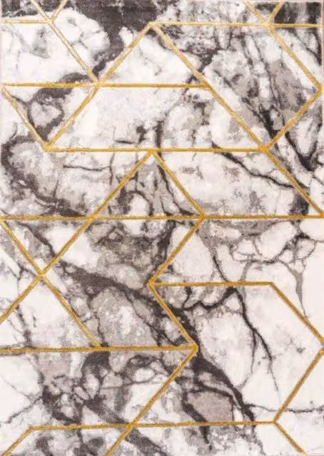 Celebrity Interiors Bianco 224RA Cream and Gold Rectangular Rug, W: 120 cm, D: 170 cm – 1
