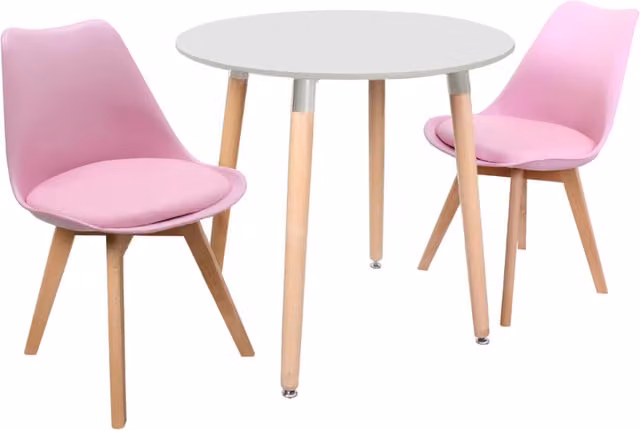 Life Interiors Lorenzo Round Dining Set with Table and 2 Chairs in Pink