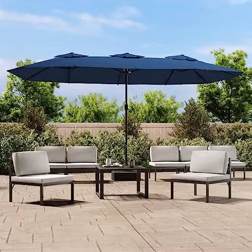 vidaXL Double-Head Cantilever Garden Parasol in Blue, W/D/H: 449 x 265 x 265 cm – 2