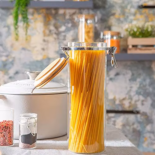 Argon Tableware Glass Storage Jar with Wooden Clip Lid, 1.75 l, Transparent – 2
