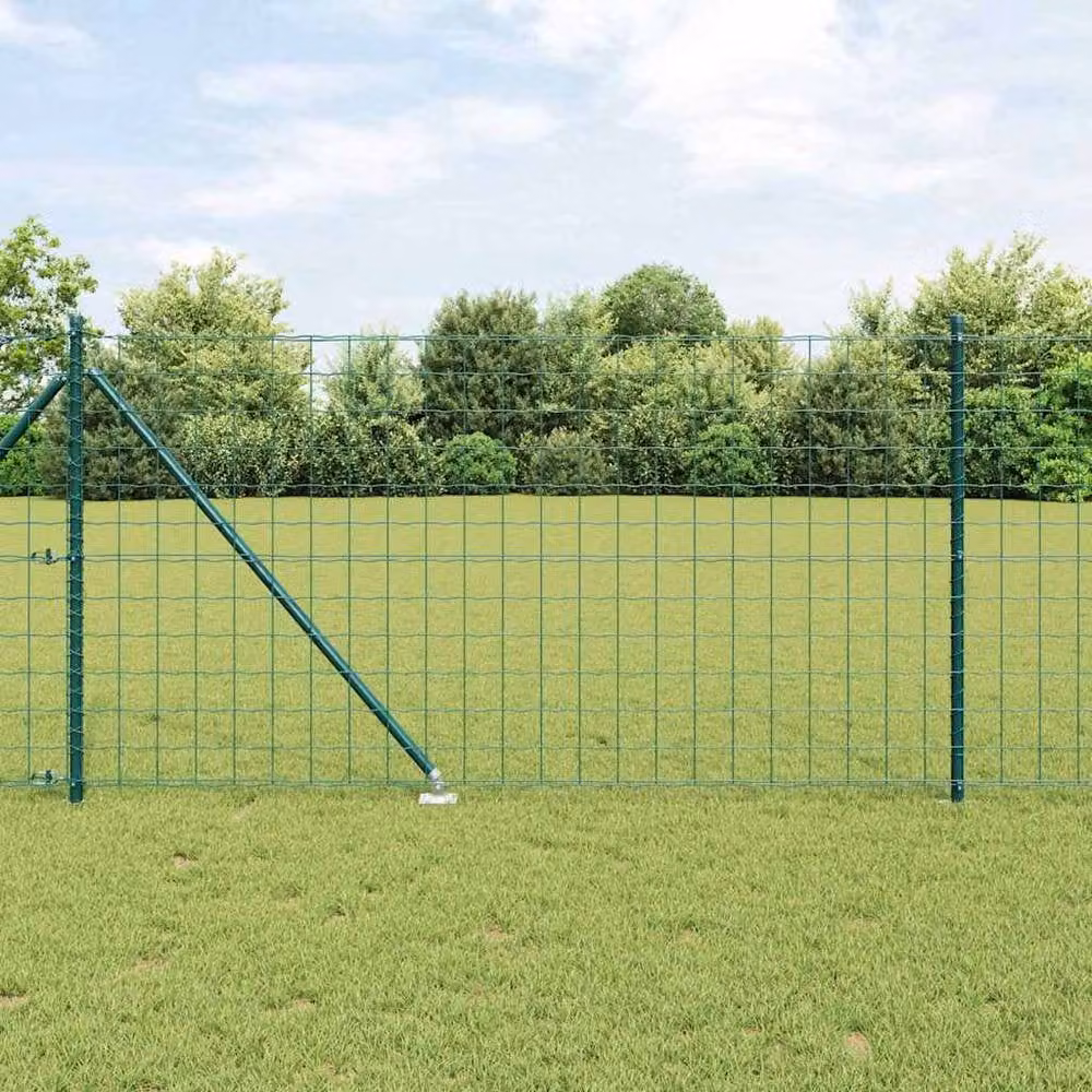 Berkfield Home Euro Fence Green Galvanised Steel with 13 Spike Posts, 1 x 25 m – 2