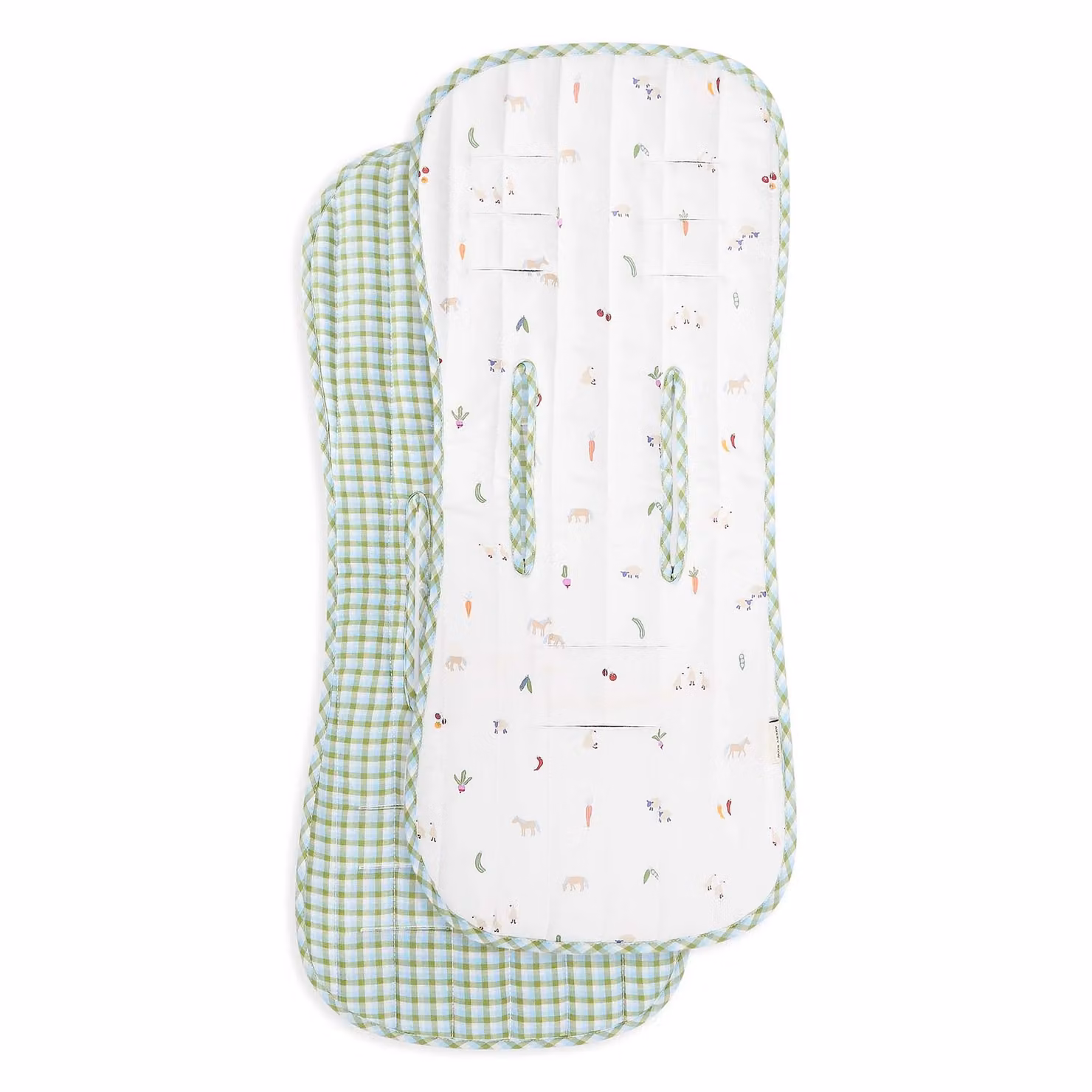 Avery Row Pram Liner in Little Farm Greenhouse Gingham Green – 4