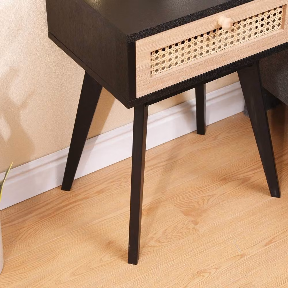 FORGEVIO Bedside Table Drawer Storage Cabinet in Natural and Black, W/D/H: 30 x 40 x 54.5 cm – 4